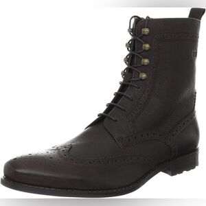 Hugo Boss Men's Black Leather Wingtip Brogue Lace-Up Hekkio Boots Size 12 US